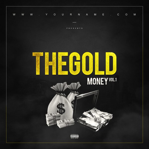 Gold Money Mixtape Cover Photoshop PSD Template Front