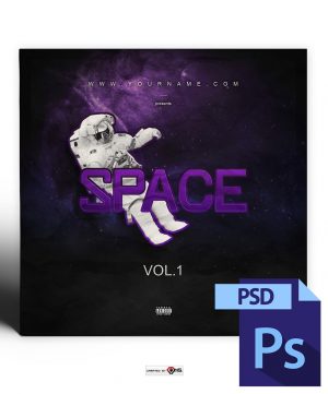Space Mixtape Cover Template PSD